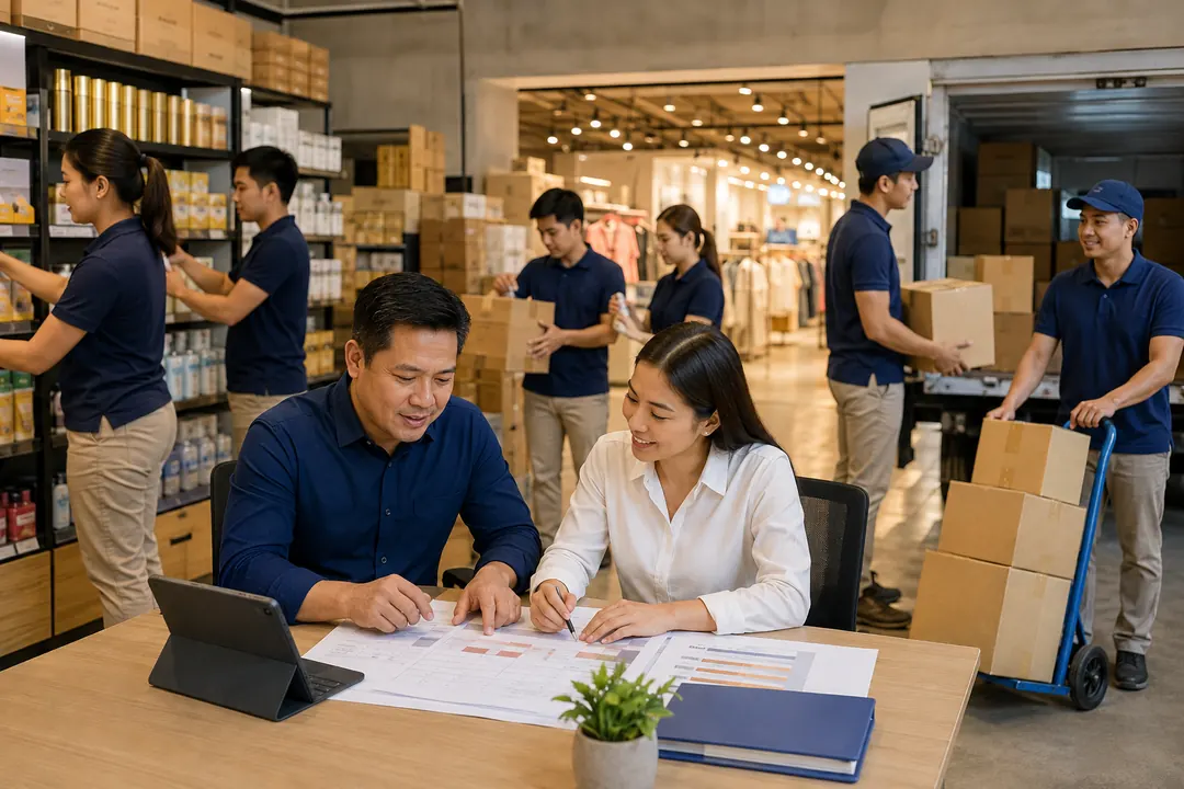 Client and manpower coordinator planning seasonal staffing for retail warehouse and delivery operations