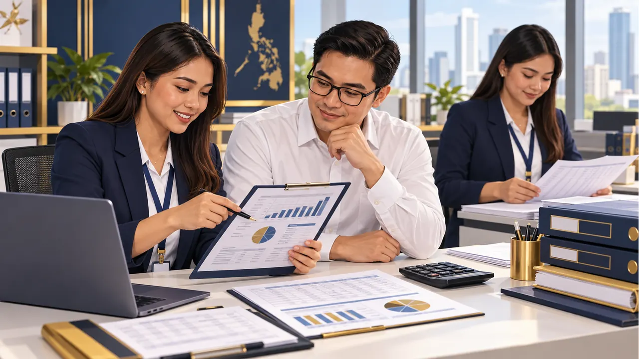 Payroll coordinator and client accountant reviewing manpower billing and timekeeping records