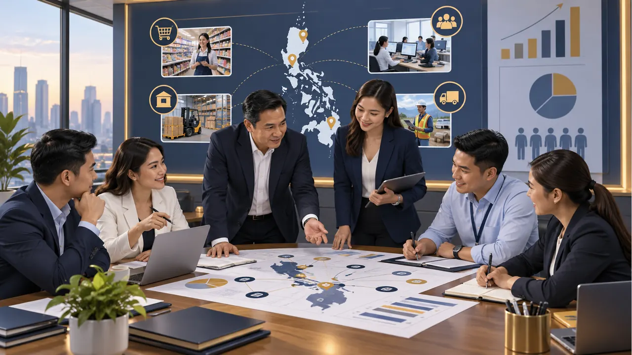 Business leaders and manpower service team planning workforce needs across multiple Philippine operations
