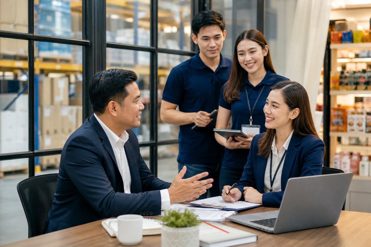 Filipino business client meeting with a manpower coordinator about reliable staffing support