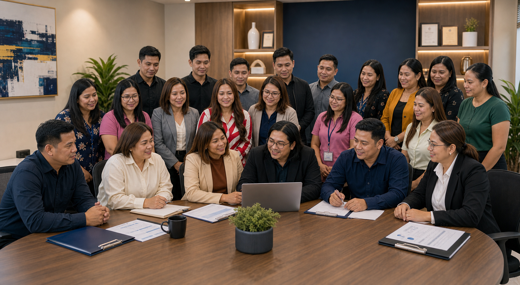A&P Services Inc. team discussing dependable manpower support with a client
