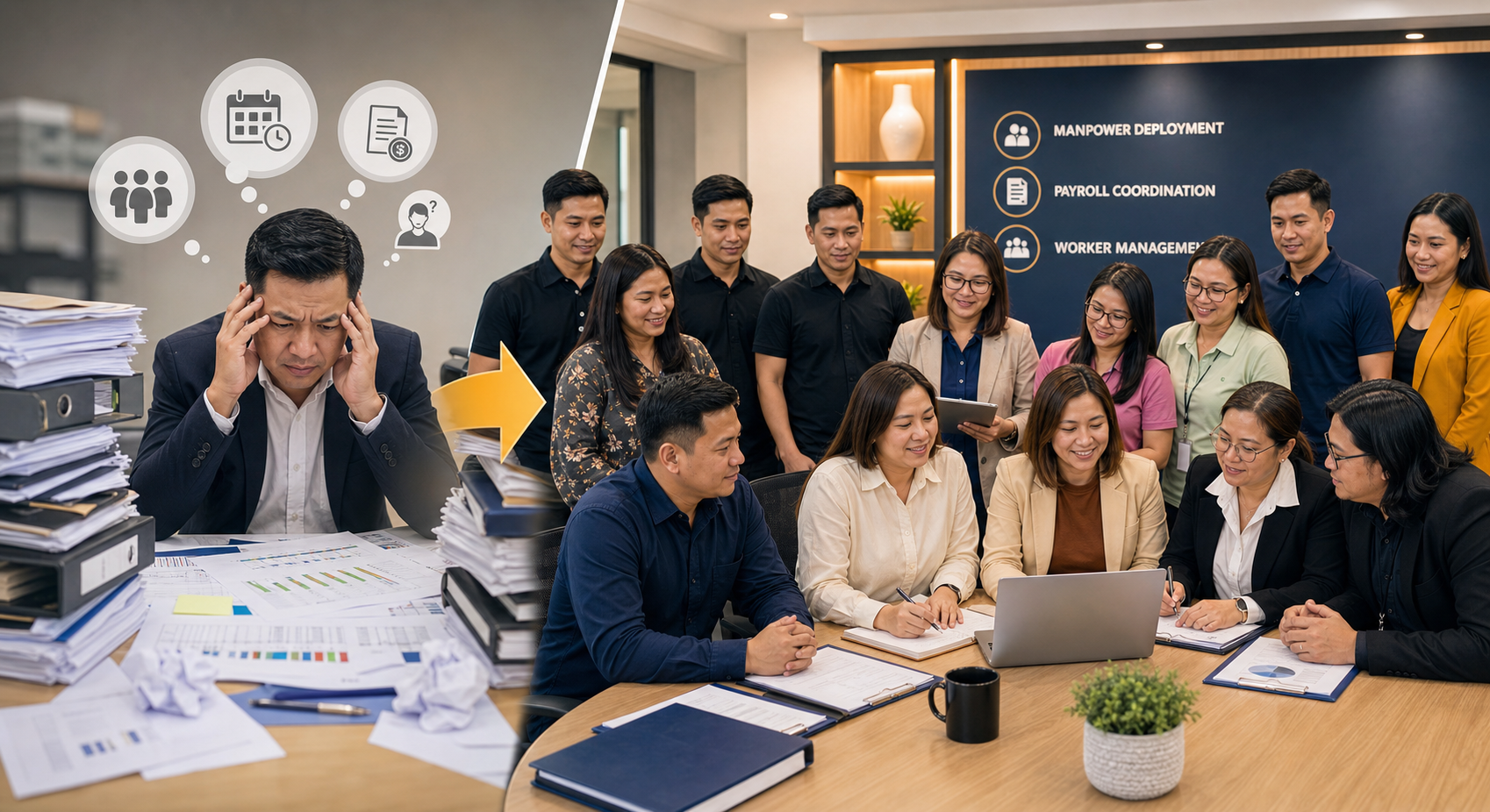 A&P Services Inc. helping a business move from manpower pressure to organized deployment payroll coordination and worker management