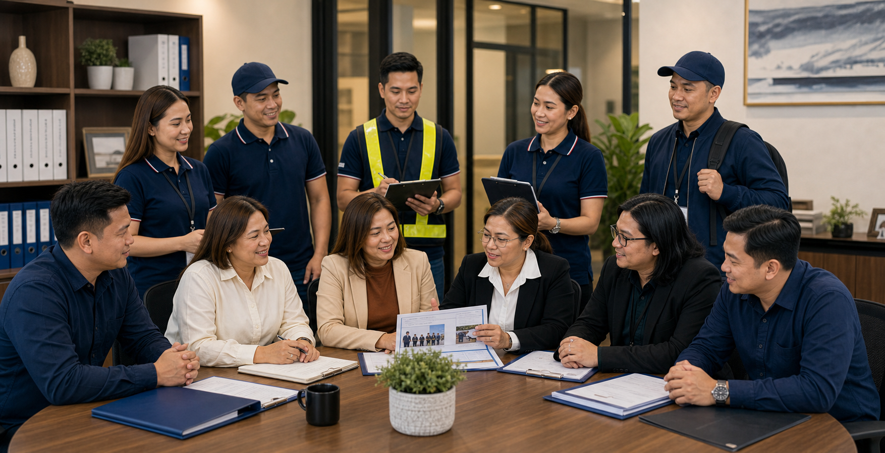 A&P Services Inc. team discussing outsourced manpower support with a client
