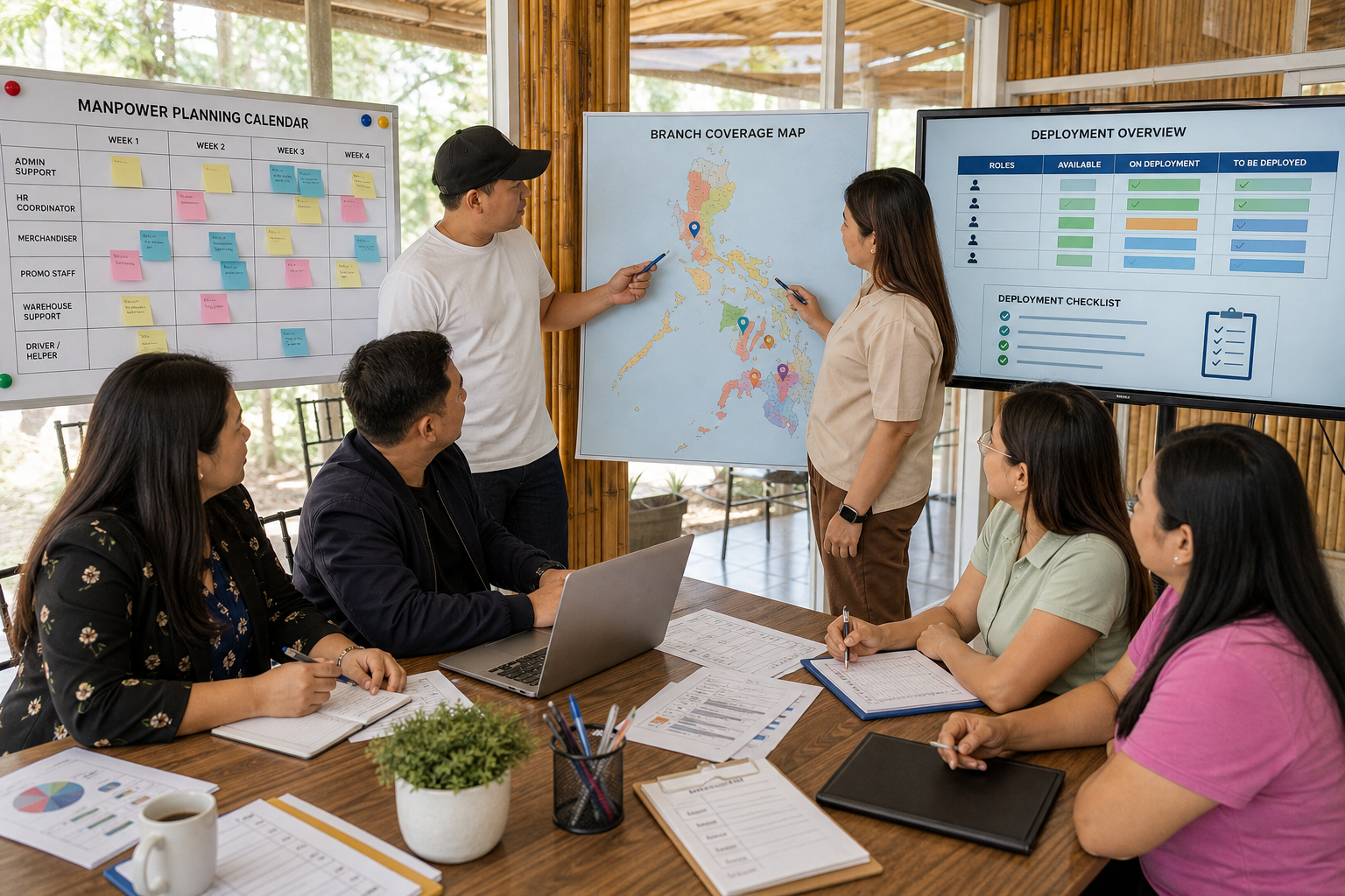 A&P Services Inc. team planning manpower schedules for busy seasons